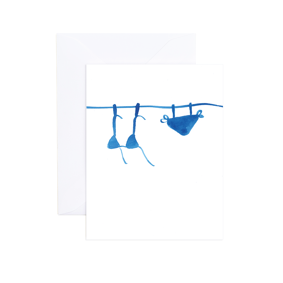 Jackie Watercolor Bikini Blank Greeting Card