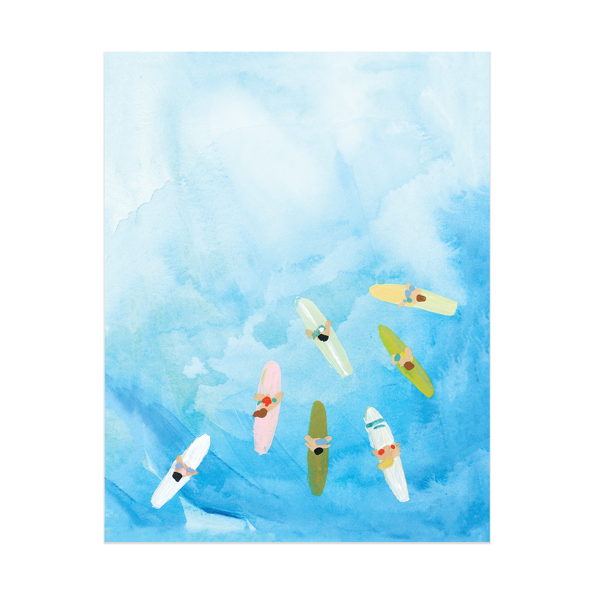 Barrett Colorful Hawaii Surfers Ocean Art Print