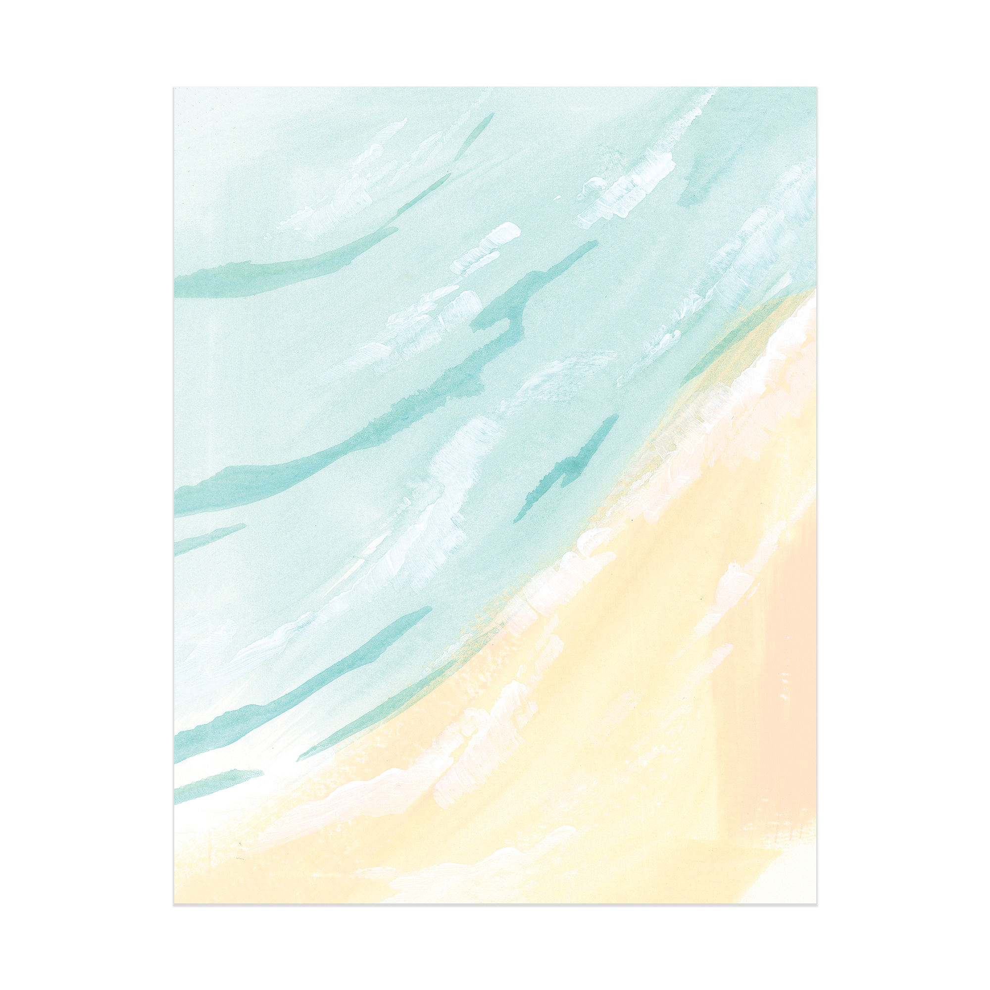 Kaley Aerial Beach Landscape Watercolor Art Print