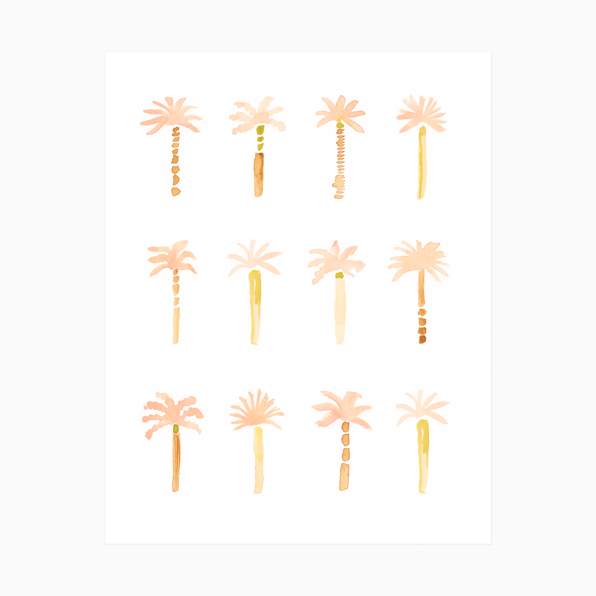 Maren Watercolor Pink Palm Trees Beach Art Print