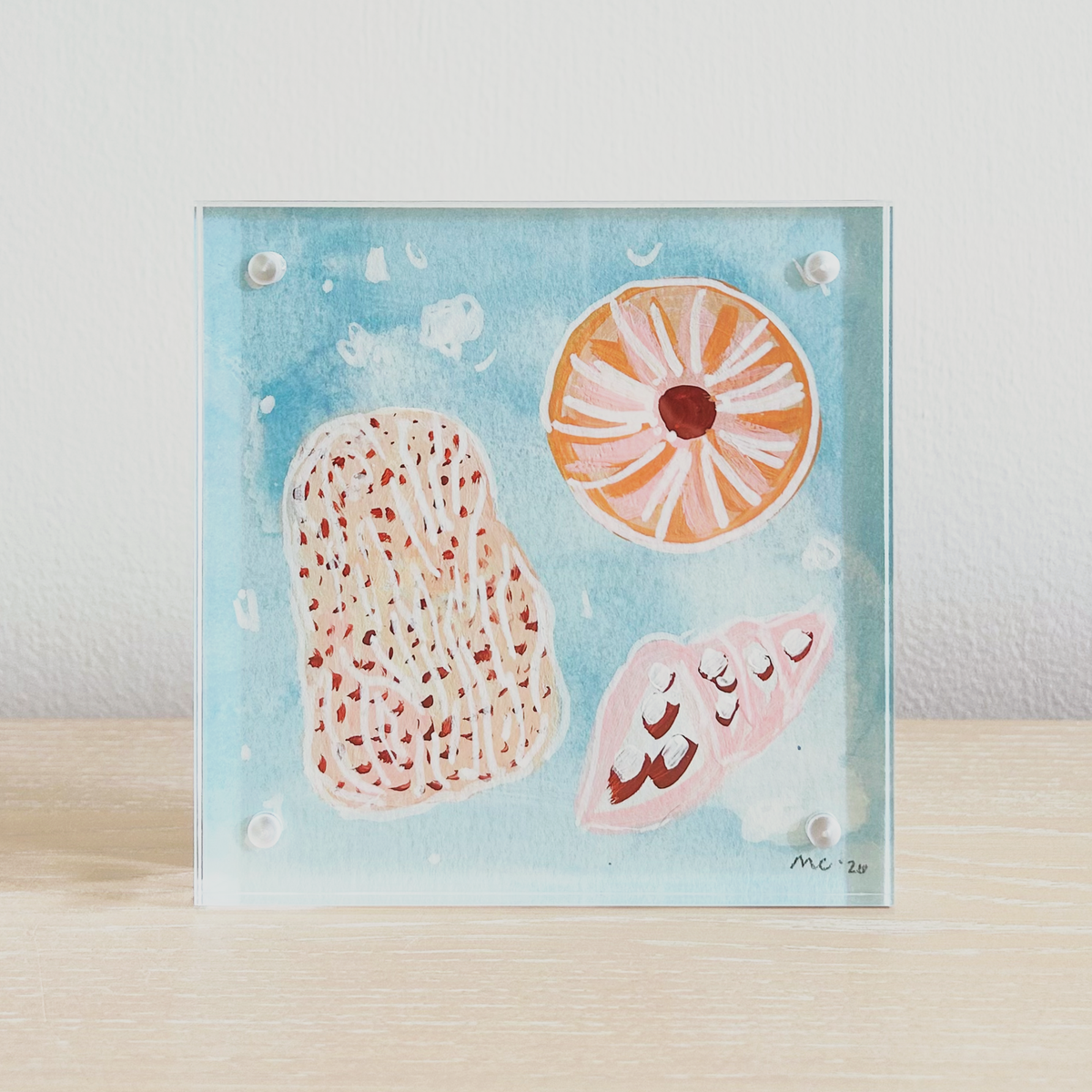 Shells No. 2 Original Painting | 5x5 Acrylic Block Frame