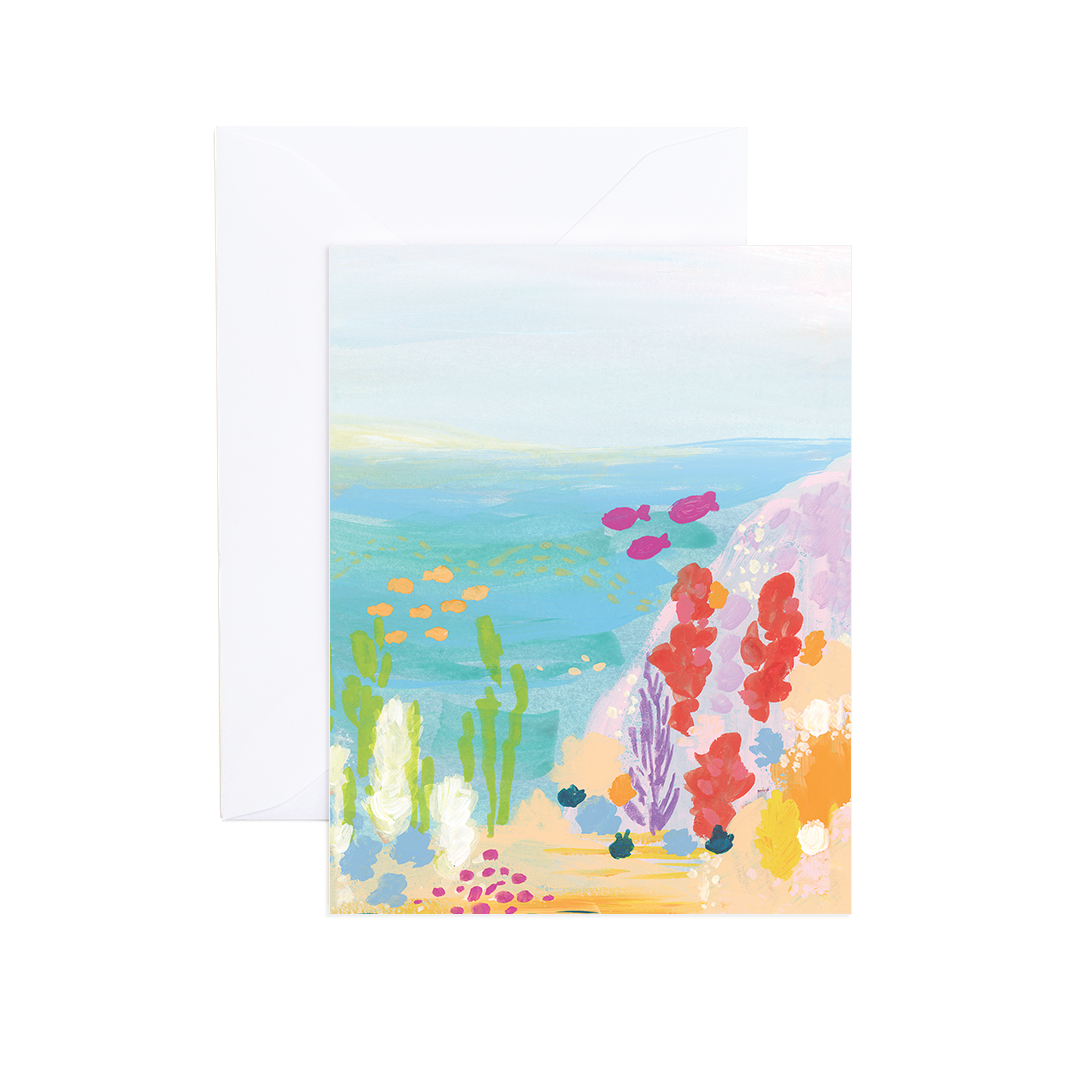 Watercolor Coral Reef Blank Greeting Card