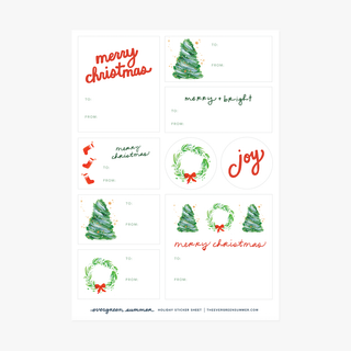 Holiday gift sticker sheet set