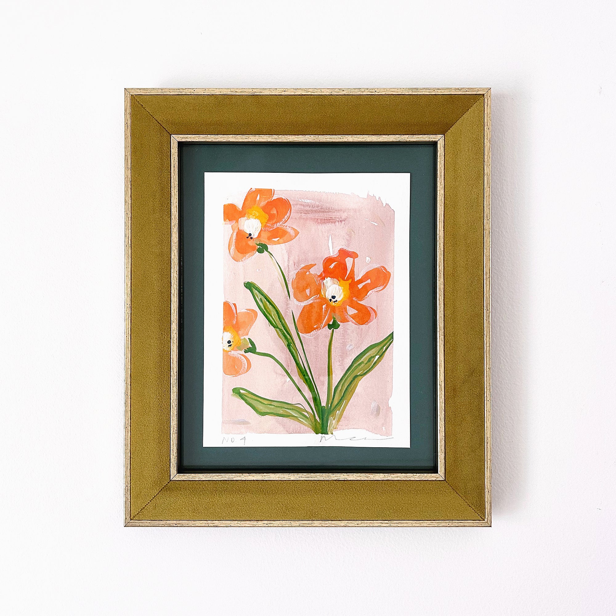 In Bloom No. 4 La Petite Rouge | Original Floral Painting Framed 8x10