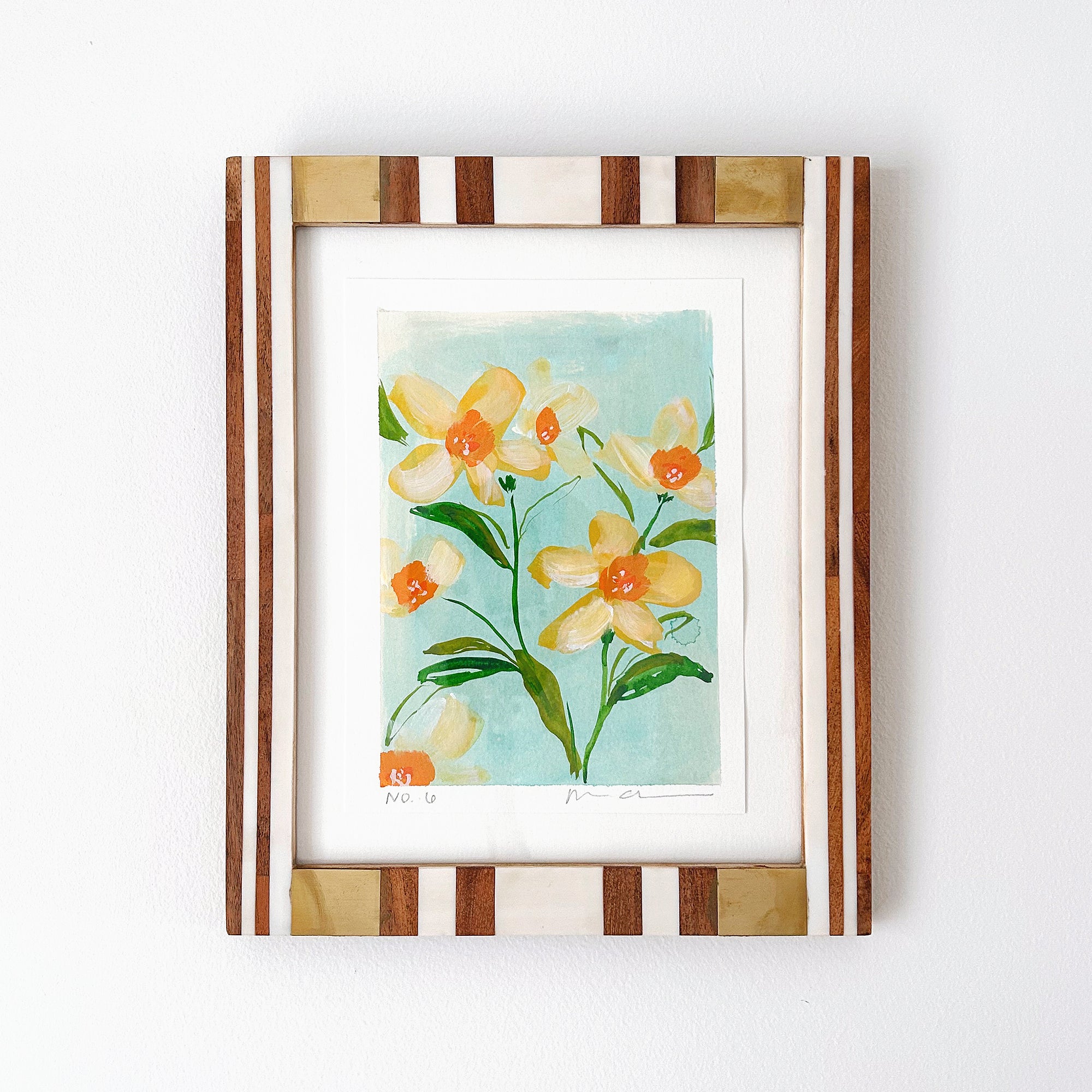 In Bloom No. 6 Narcissus | Original Floral Painting Framed 8x10