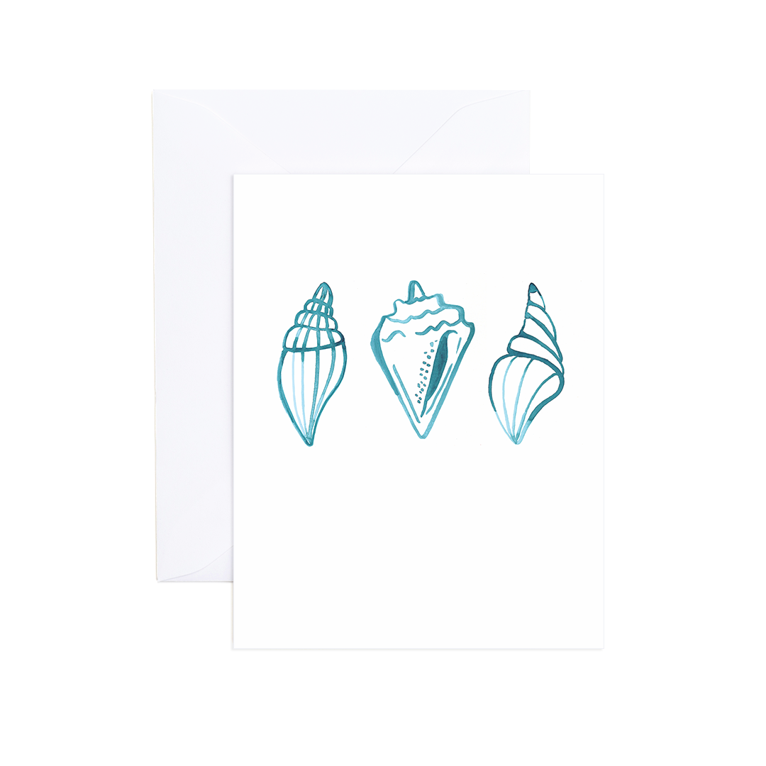 Natalie Watercolor Shells Blank Greeting Card