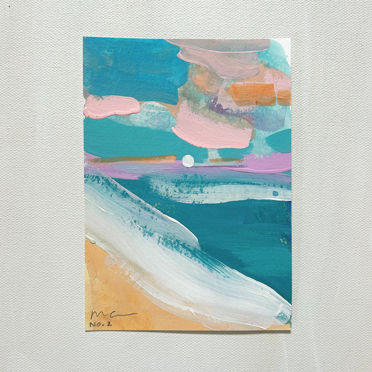 Pink Clouds No. 2 | Original Abstract Beach Painting 4x6
