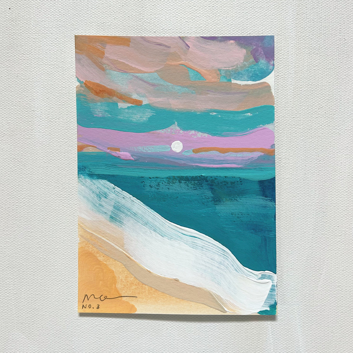 Pink Clouds No. 3 | Original Abstract Beach Painting 4x6