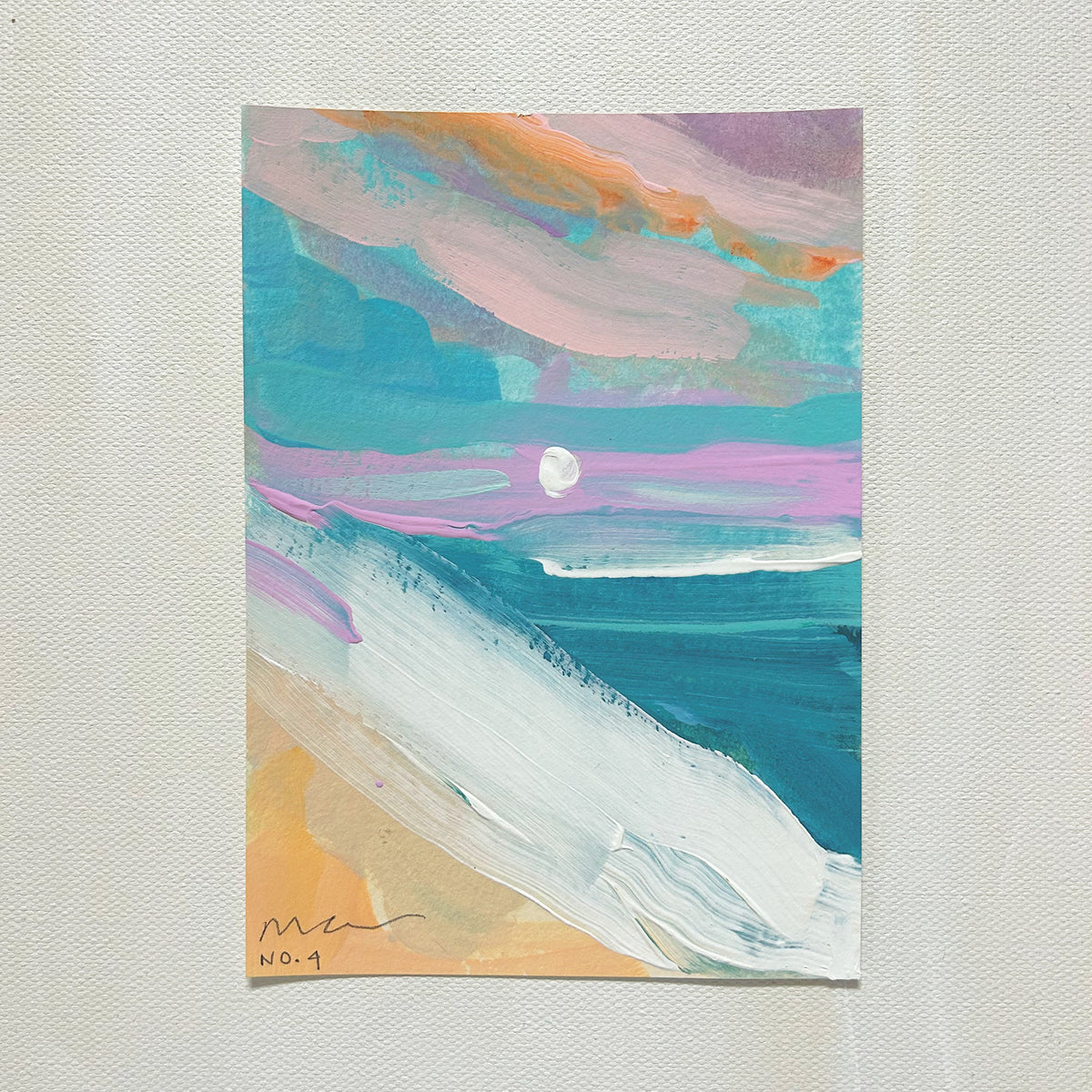 Pink Clouds No. 4 | Original Abstract Beach Painting 4x6