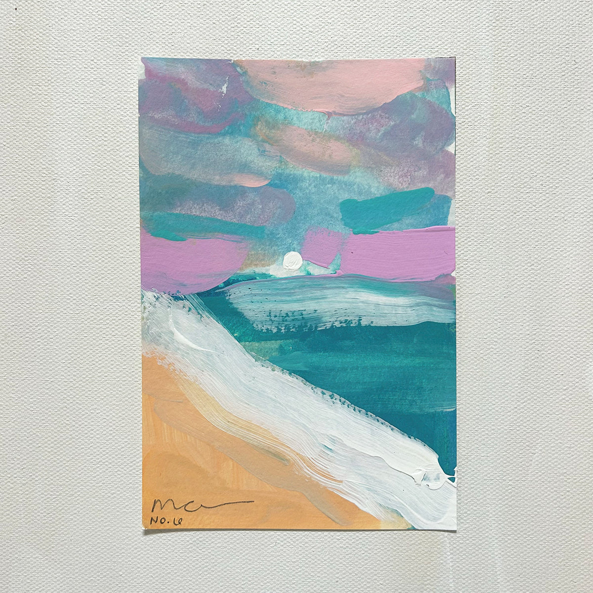 Pink Clouds No. 6 | Original Abstract Beach Painting 4x6