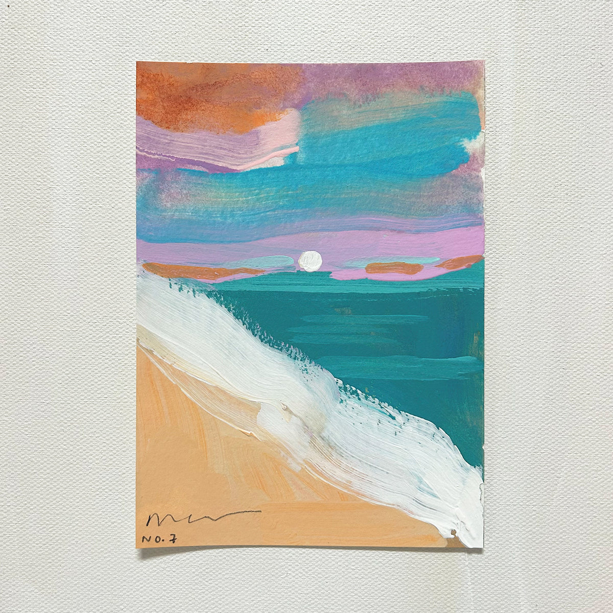 Pink Clouds No. 7 | Original Abstract Beach Painting 4x6