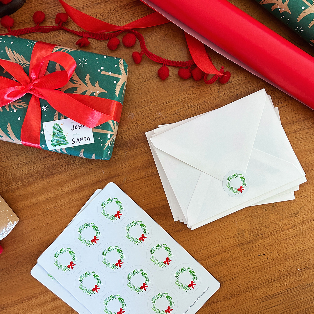 Holiday envelope sticker seal set