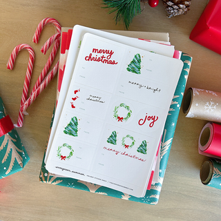 Holiday gift sticker sheet set