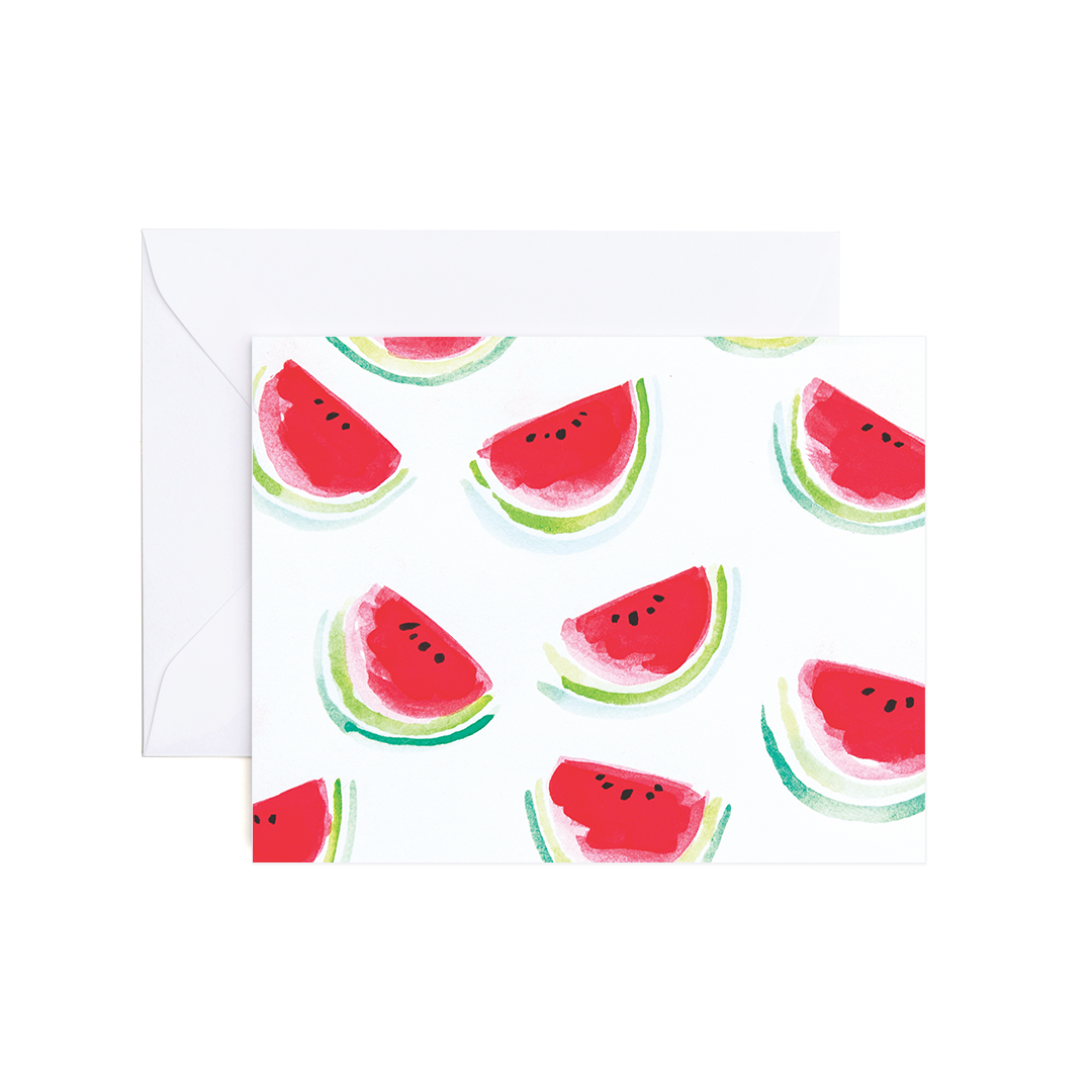 Watercolor Watermelon Blank Greeting Card